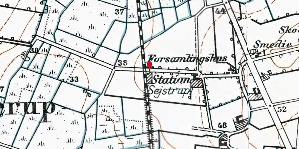 Historisk kort over Sejstrup Billetsalgssted [1875-1917]