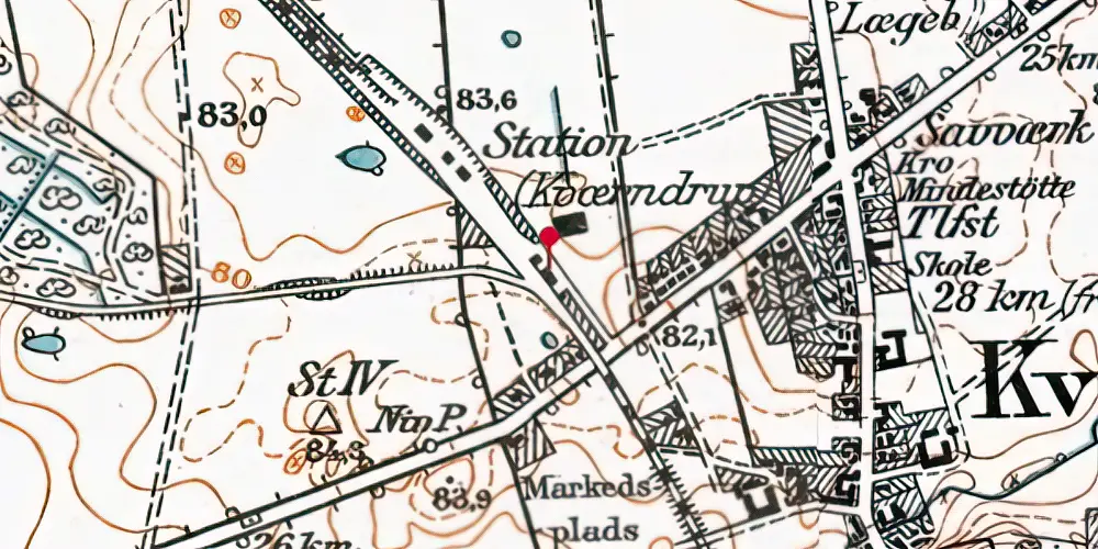 Historisk kort over Kværndrup Station Historisk kort over Kværndrup Station