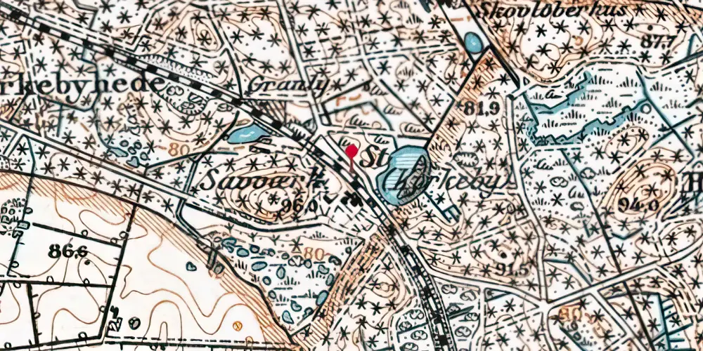 Historisk kort over Kirkeby Trinbræt