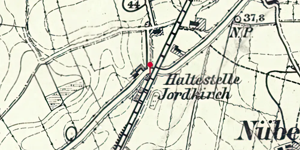 Historisk kort over Hjordkær Station [1914-1920]