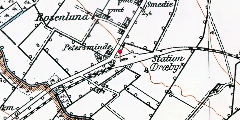 Historisk kort over Dræby Station