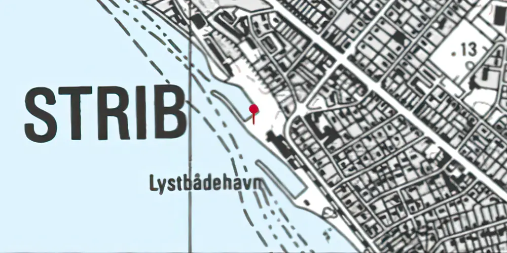Historisk kort over Strib Færgestation Historisk kort over Strib Færgestation