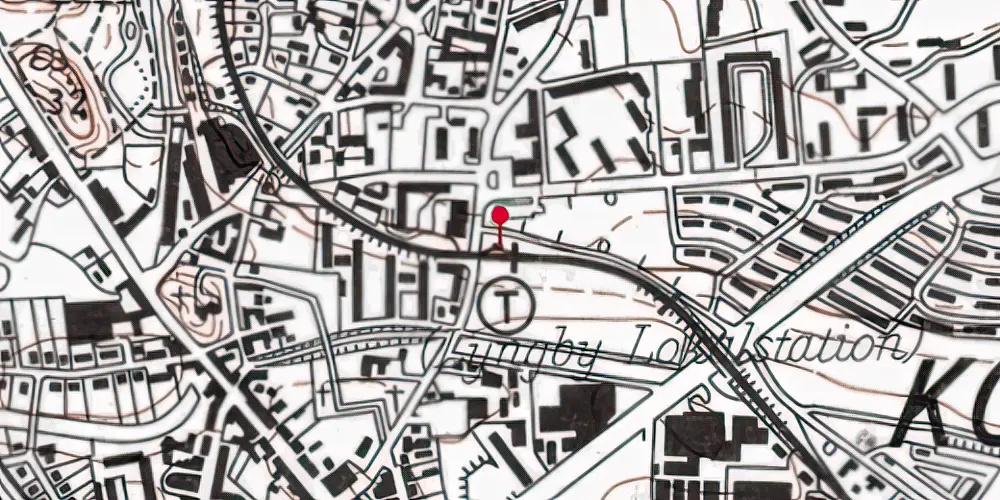 Historisk kort over Lyngby Lokal Station [1936-1974]