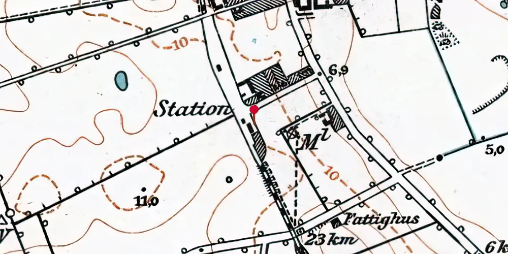 Historisk kort over Mesinge Station Historisk kort over Mesinge Station