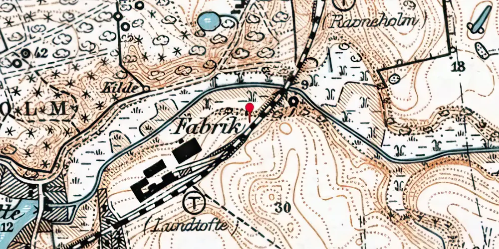 Historisk kort over Schous Fabrikker Firmaspor [1932-1937]