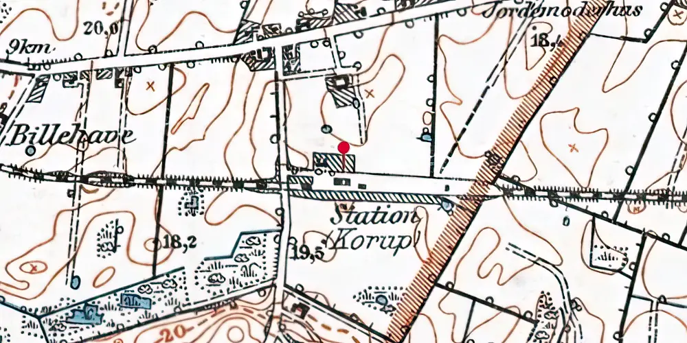 Historisk kort over Korup Station