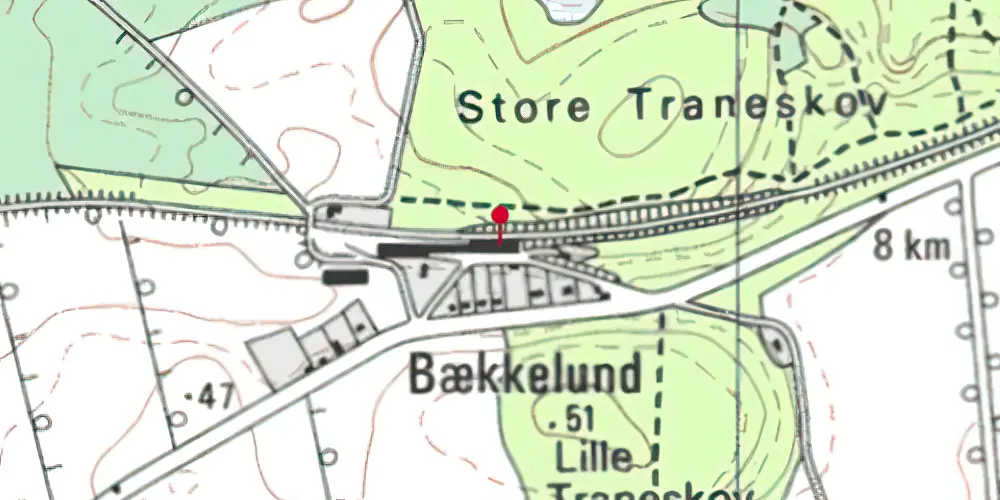 Historisk kort over Bækkelund Station [1922-1949]