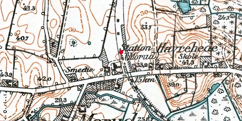 Historisk kort over Morud Station Historisk kort over Morud Station