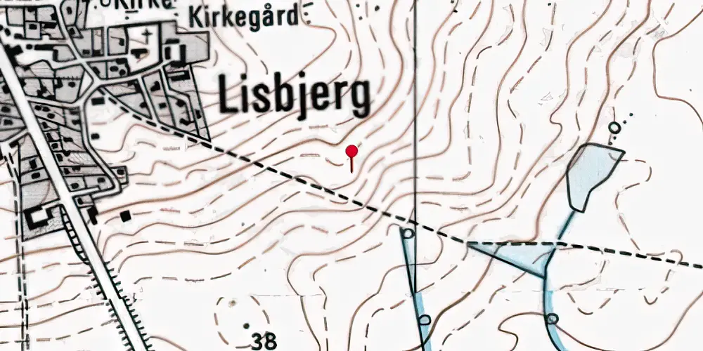 Historisk kort over Lisbjerg - Terp Letbanestation