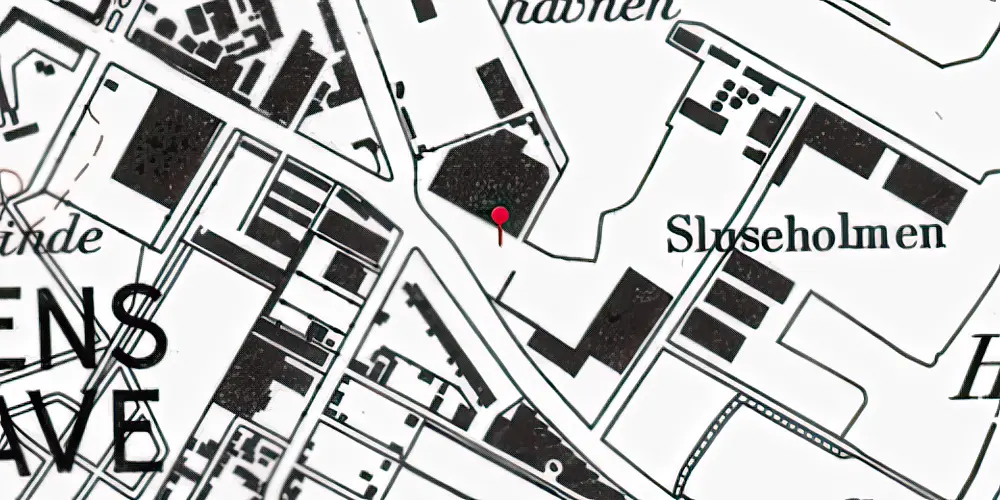 Historisk kort over Sluseholmen Metrostation Historisk kort over Sluseholmen Metrostation
