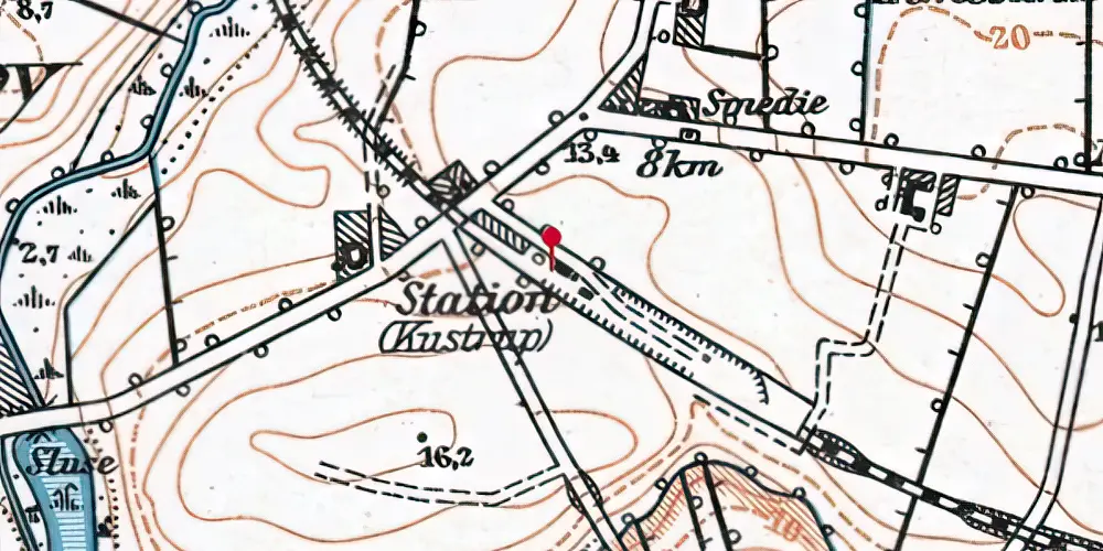 Historisk kort over Kustrup Station Historisk kort over Kustrup Station