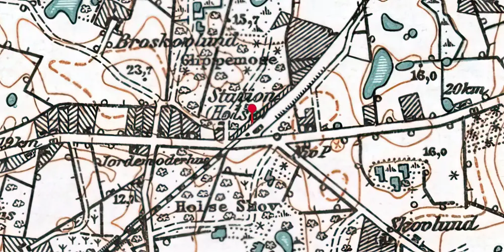 Historisk kort over Holse Station Historisk kort over Holse Station