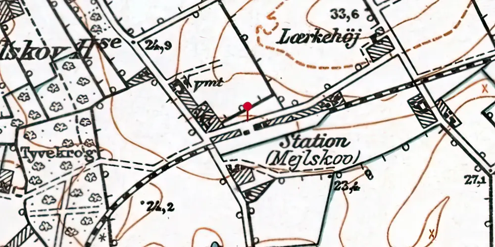 Historisk kort over Mejlskov Station Historisk kort over Mejlskov Station