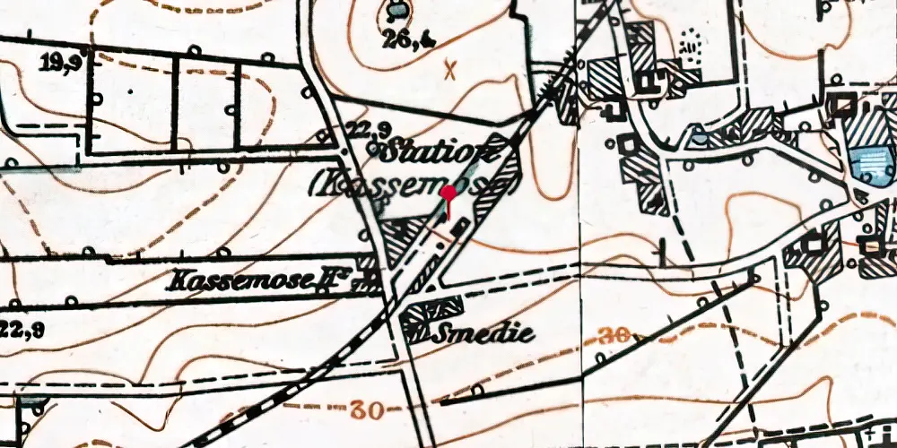 Historisk kort over Kassemose Station Historisk kort over Kassemose Station