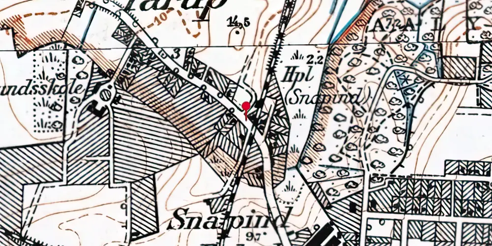 Historisk kort over Snapind Holdeplads Historisk kort over Snapind Holdeplads