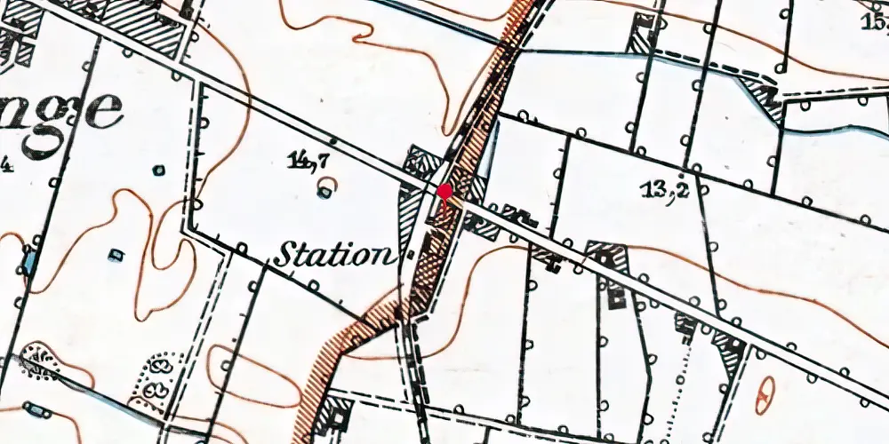 Historisk kort over Beldringe Station