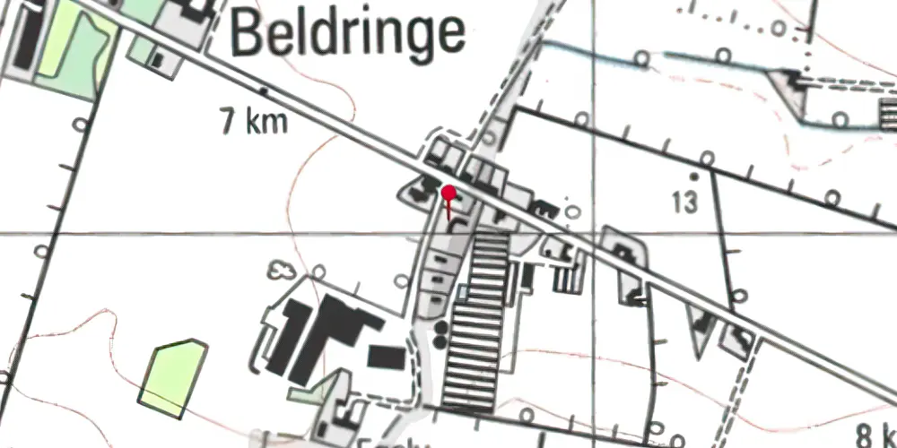 Historisk kort over Beldringe Station