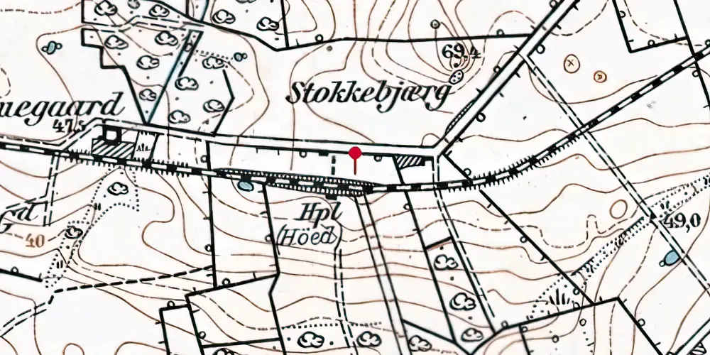 Historisk kort over Høed Trinbræt Historisk kort over Høed Trinbræt