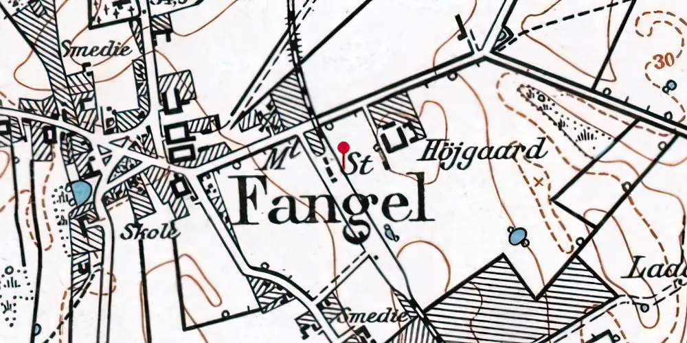 Historisk kort over Fangel Station Historisk kort over Fangel Station