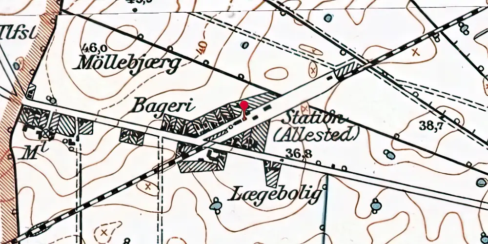 Historisk kort over Allested Station Historisk kort over Allested Station