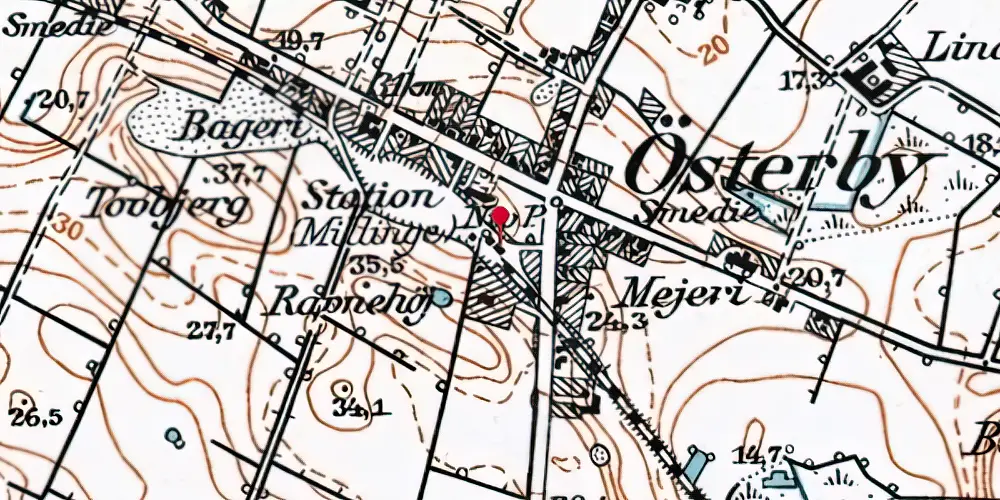 Historisk kort over Millinge Station Historisk kort over Millinge Station