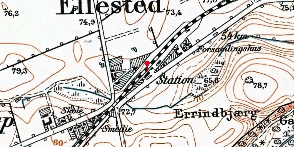 Historisk kort over Ellested Station Historisk kort over Ellested Station
