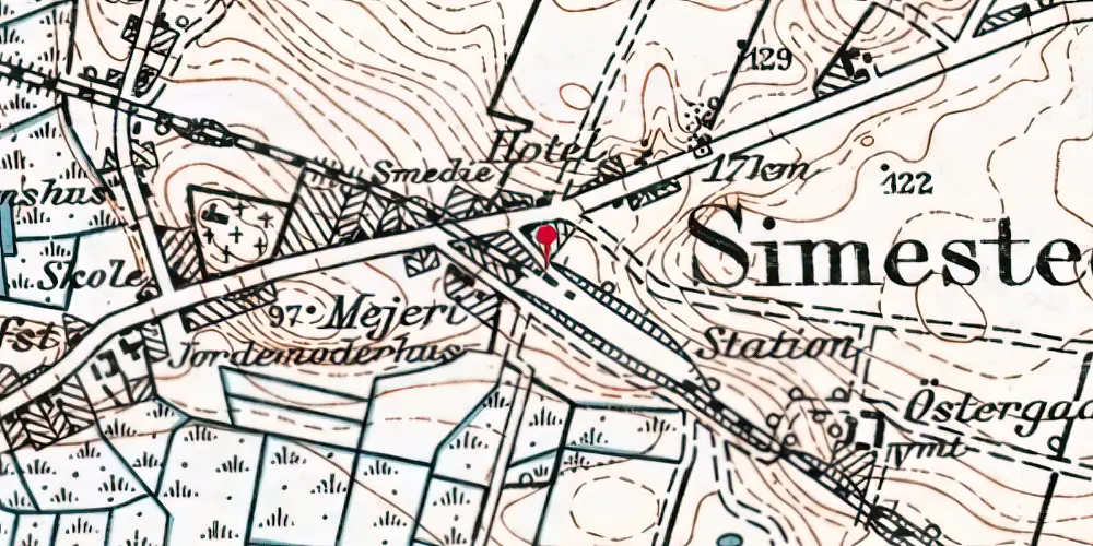 Historisk kort over Simested Station Historisk kort over Simested Station