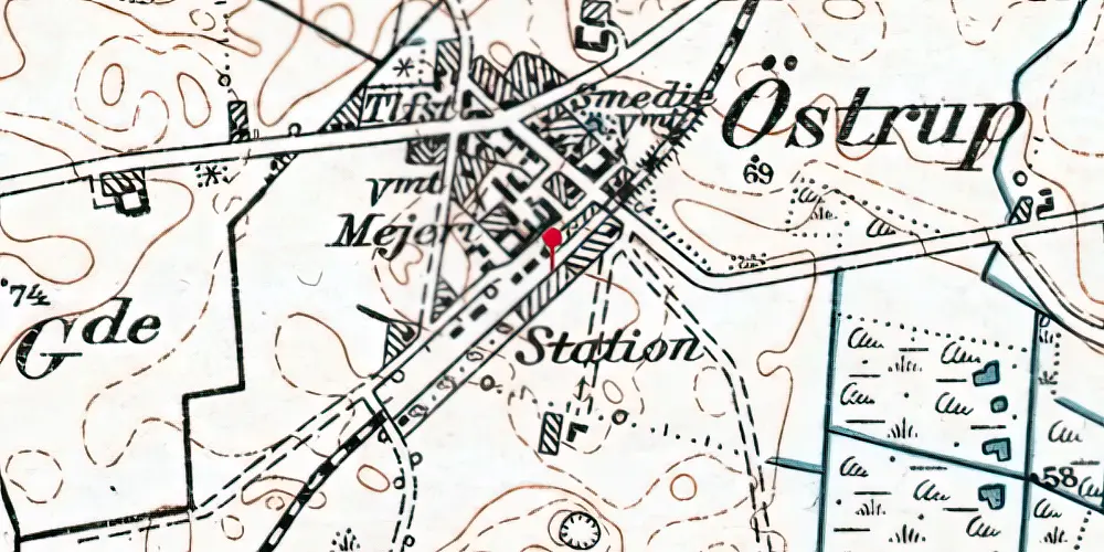 Historisk kort over Østrup Station
