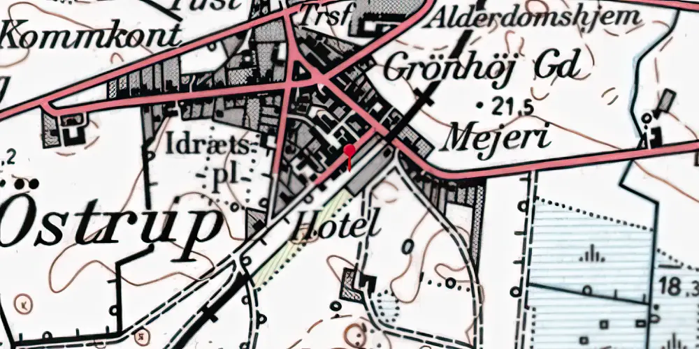 Historisk kort over Østrup Station