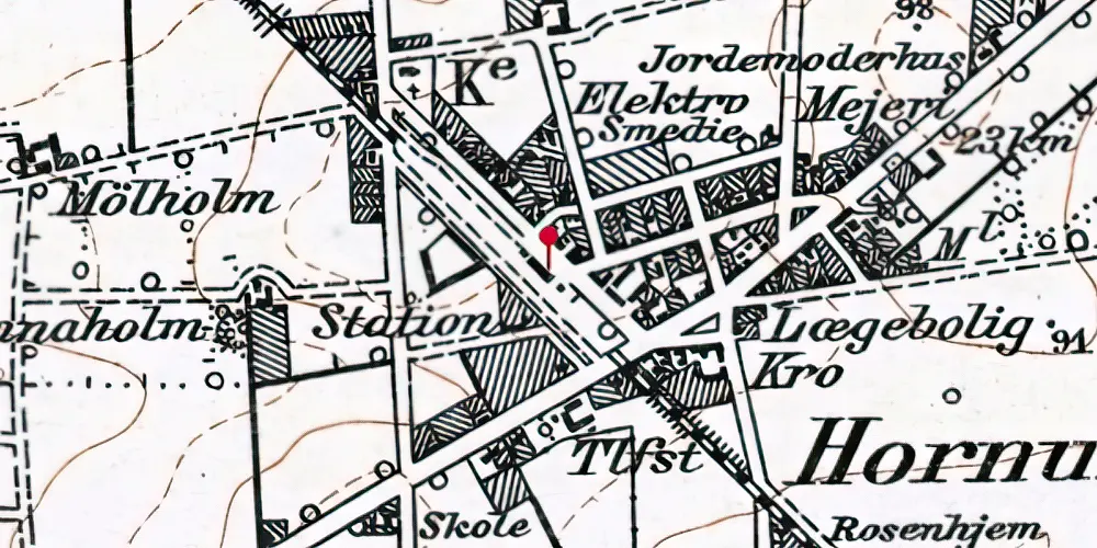 Historisk kort over Hornum Station Historisk kort over Hornum Station