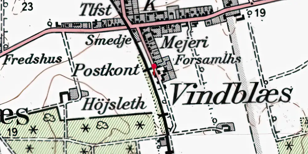 Historisk kort over Vindblæs Station Historisk kort over Vindblæs Station