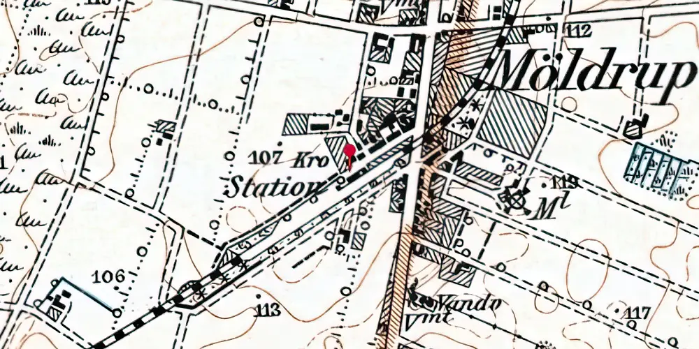 Historisk kort over Møldrup Station