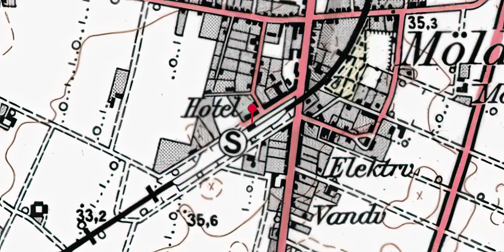 Historisk kort over Møldrup Station