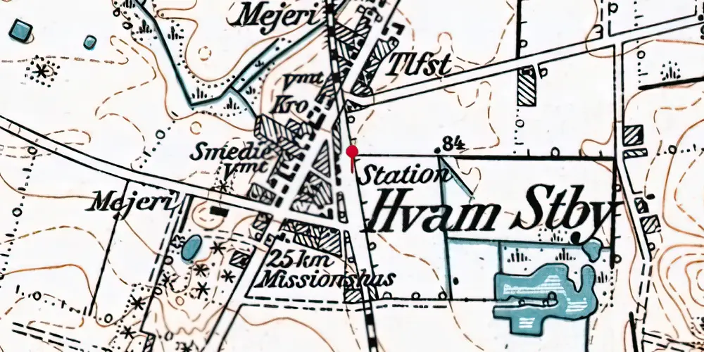 Historisk kort over Hvam Station Historisk kort over Hvam Station
