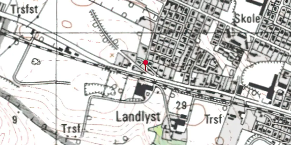 Historisk kort over Landlyst Trinbræt Historisk kort over Landlyst Trinbræt