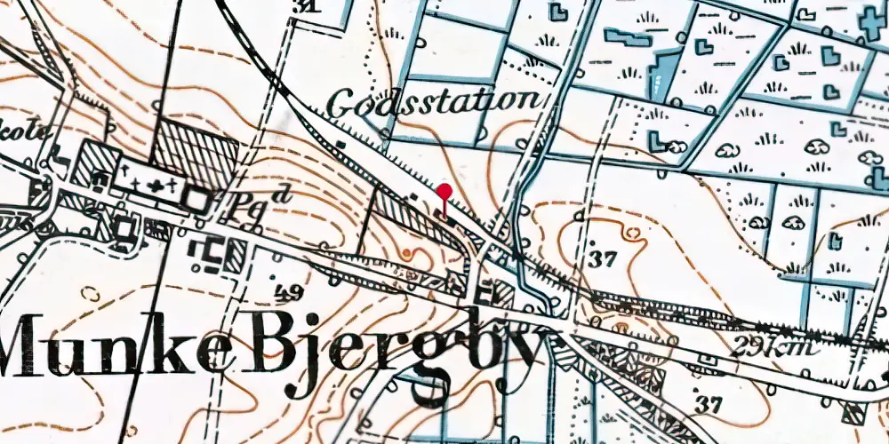 Historisk kort over Munke Bjergby Station Historisk kort over Munke Bjergby Station