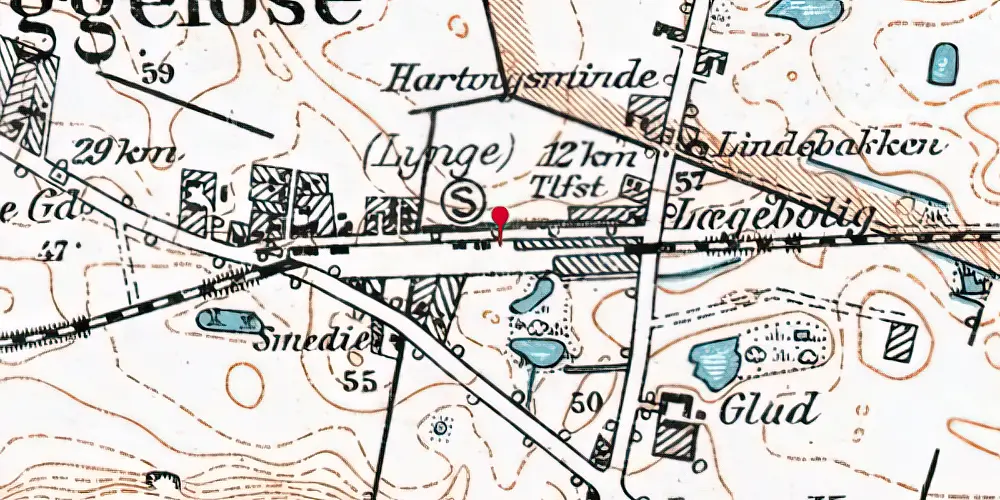 Historisk kort over Lynge Station Historisk kort over Lynge Station