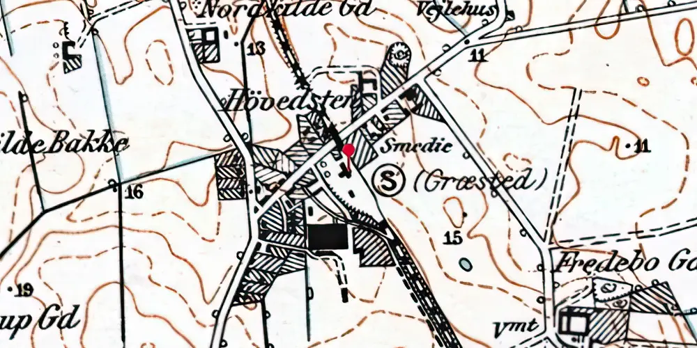 Historisk kort over Græsted Station