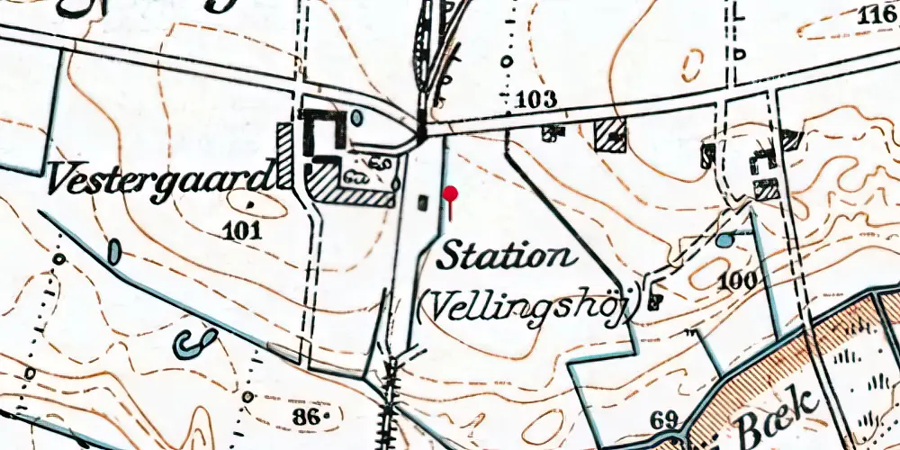 Historisk kort over Vellingshøj Station Historisk kort over Vellingshøj Station