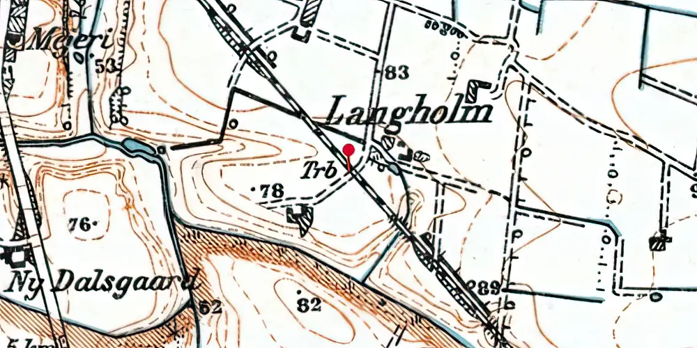Historisk kort over Langholm Trinbræt Historisk kort over Langholm Trinbræt