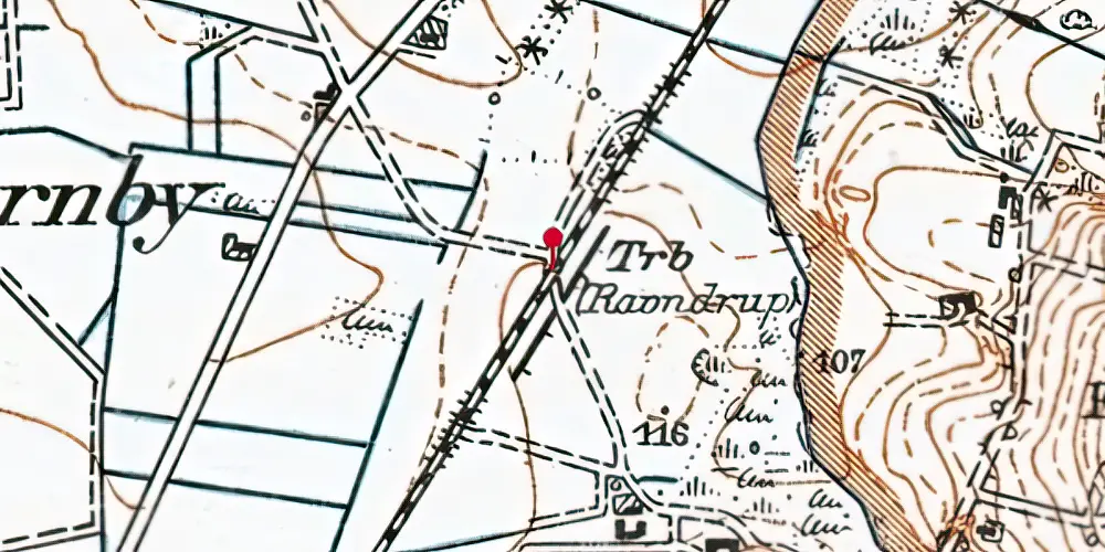 Historisk kort over Raundrup Trinbræt Historisk kort over Raundrup Trinbræt