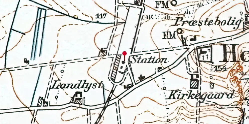 Historisk kort over Horne Station