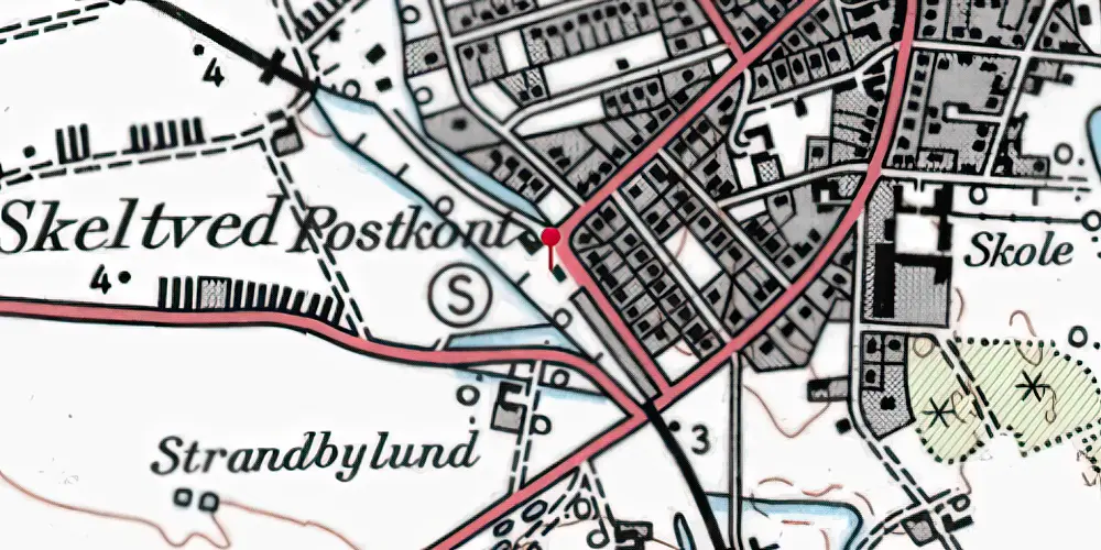 Historisk kort over Strandby Trinbræt Historisk kort over Strandby Trinbræt