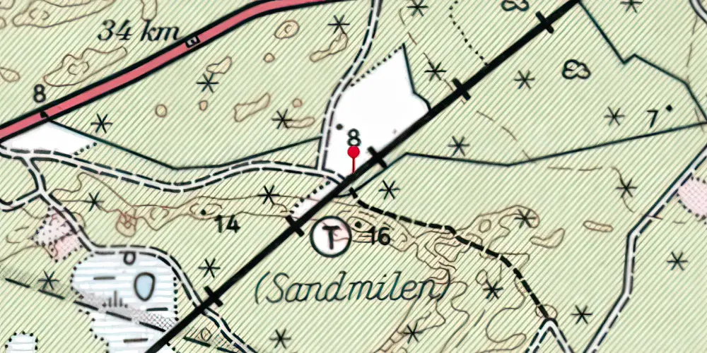 Historisk kort over Sandmilen Trinbræt Historisk kort over Sandmilen Trinbræt
