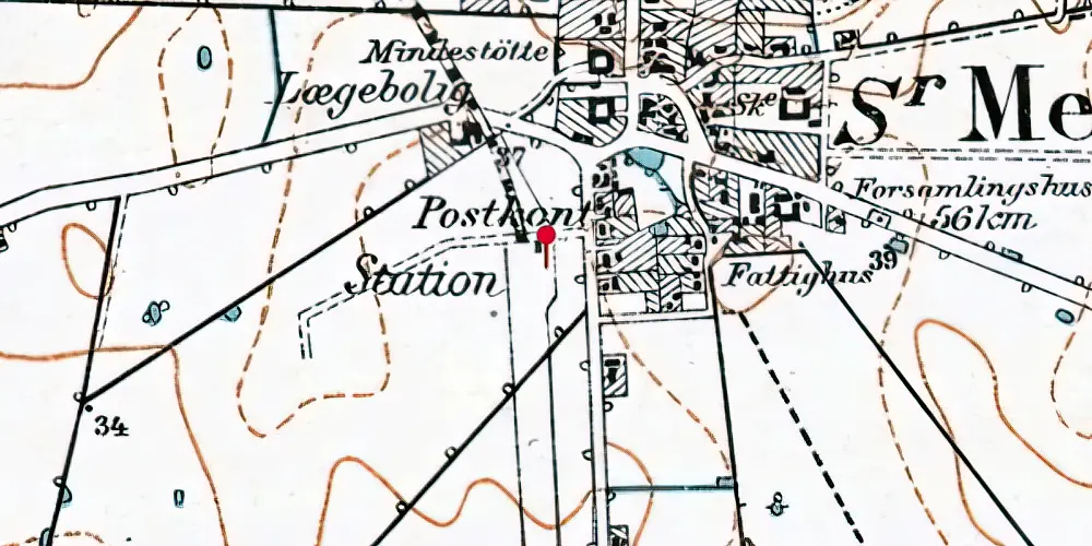 Historisk kort over Mern Station Historisk kort over Mern Station