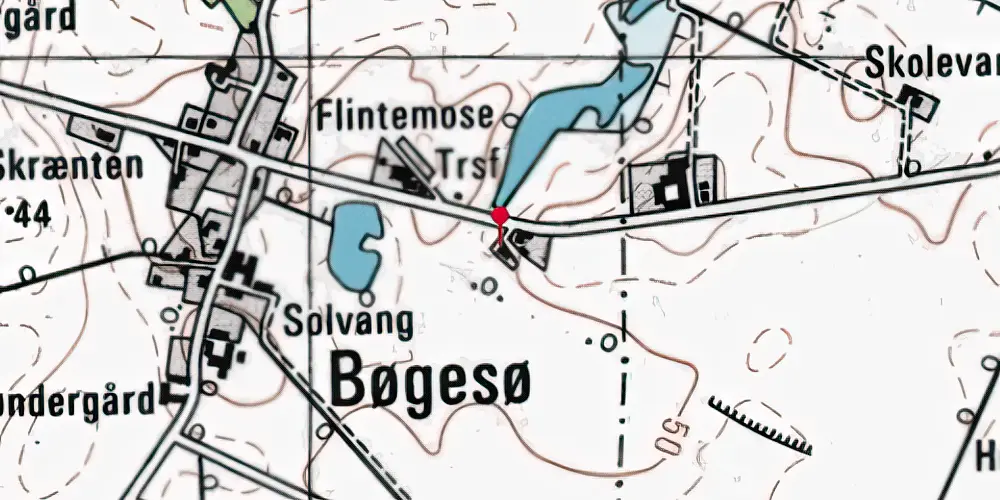 Historisk kort over Bøgesø Station