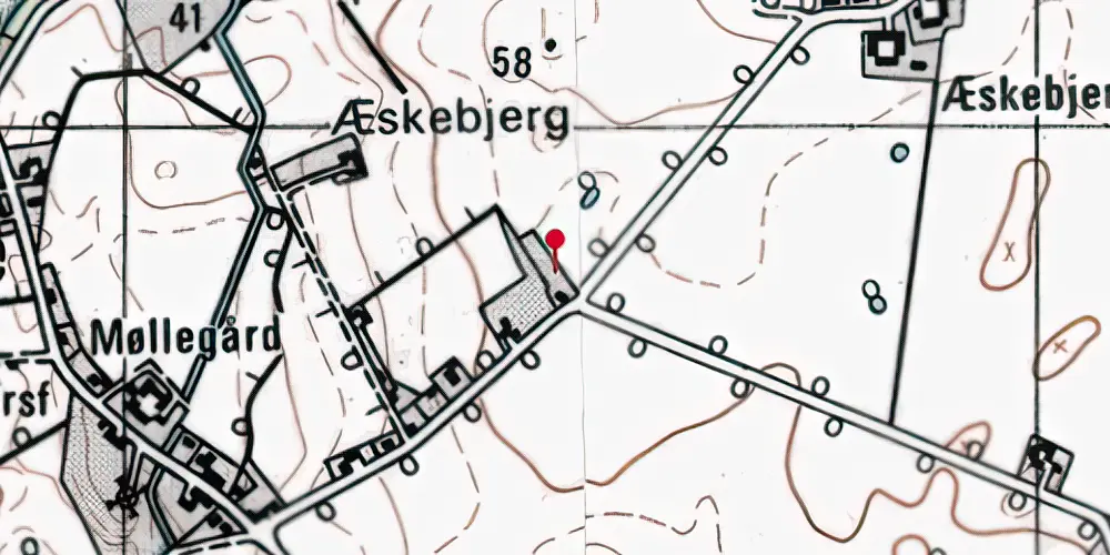 Historisk kort over Askov Huse Trinbræt med Sidespor Historisk kort over Askov Huse Trinbræt med Sidespor