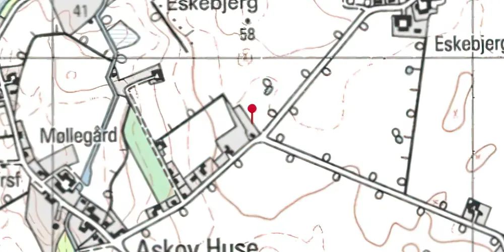 Historisk kort over Askov Huse Trinbræt med Sidespor Historisk kort over Askov Huse Trinbræt med Sidespor