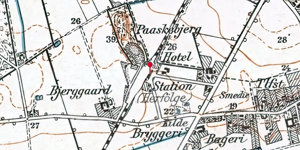 Historisk kort over Herfølge Station Historisk kort over Herfølge Station