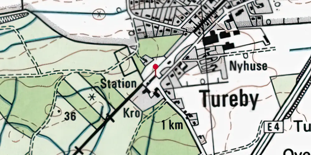 Historisk kort over Tureby Trinbræt Historisk kort over Tureby Trinbræt